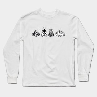 Moth Lino Print Design Long Sleeve T-Shirt